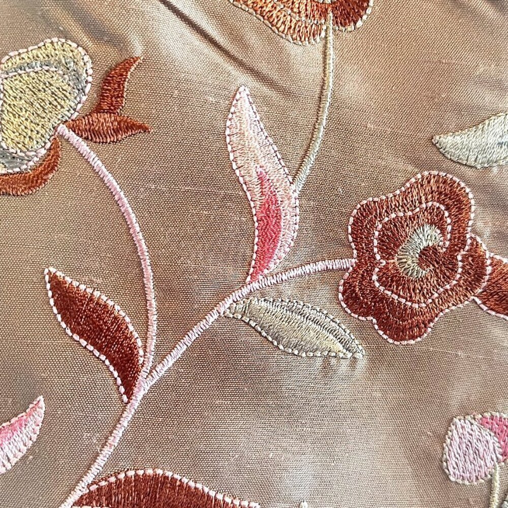 Talbots Tan Floral Embroidered Silk Shantung Sleeveless Top NWT - Picture 7 of 7